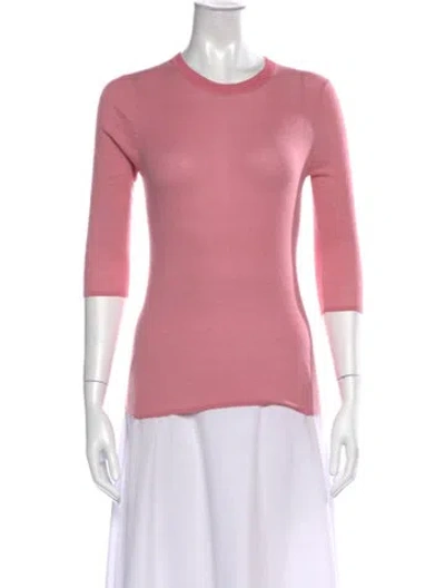 Pre-owned 6397 Crew Neck Three-quarter Sleeve Top In Pink