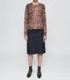 6397 Crewneck Cardigan Sweater In Tiger In Multi
