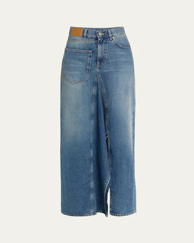 6397 Deconstructed Denim Maxi Skirt In Medium Vntage