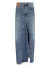 6397 Denim Split-front Midi Skirt