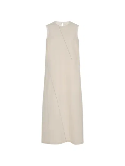 6397 Diagonal Denim Midi Dress In Neutral