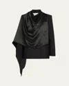 6397 Double-breasted Cloak Blazer In Black