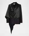 6397 Double-breasted Cloak Blazer In Black