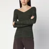 6397 Double-v Military Green Sweater