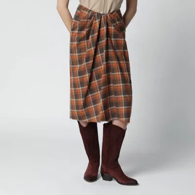 6397 Draped Tartan Skirt In Brown