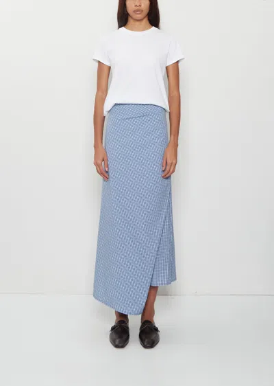 6397 Draped Wrap Cotton Skirt In Blue