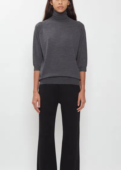 6397 Elbow Turtleneck Merino Wool Top In Gray