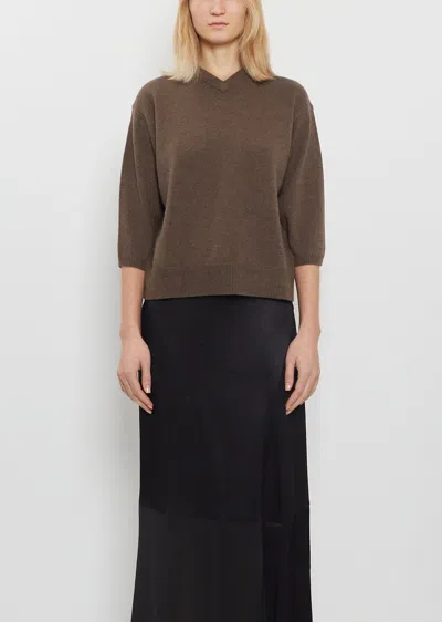 6397 Elbow V-neck Cashmere Sweater In Brown