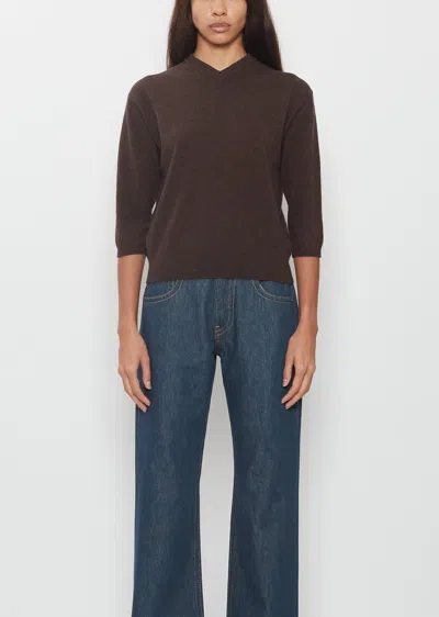 6397 Elbow Cashmere V-neck Sweater In Brown