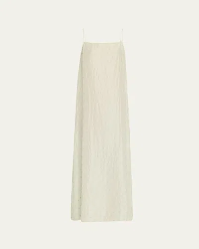 6397 Embroidered Silk Slip Dress In White