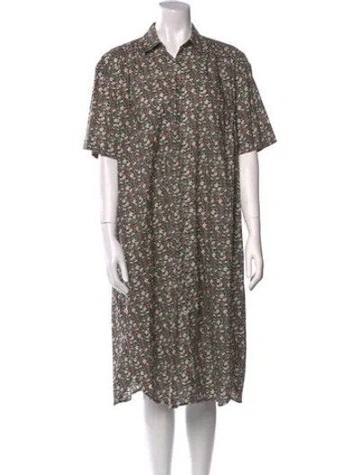 Pre-owned 6397 Floral Print Midi Length Dress In Black