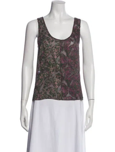 Pre-owned 6397 Floral Print Scoop Neck Top In Multi