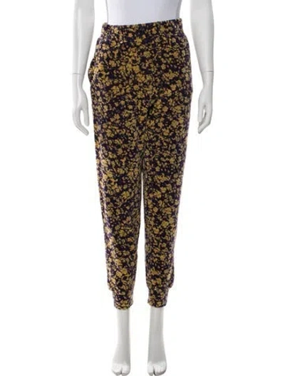 Pre-owned 6397 Floral Print Straight Leg Pants In Purple
