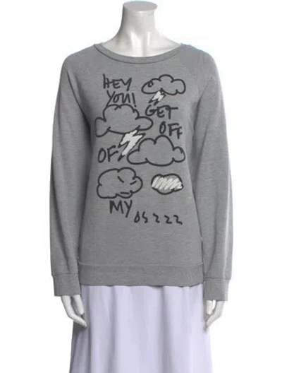 Pre-owned 6397 Graphic Print Crew Neck Sweatshirt In Gray