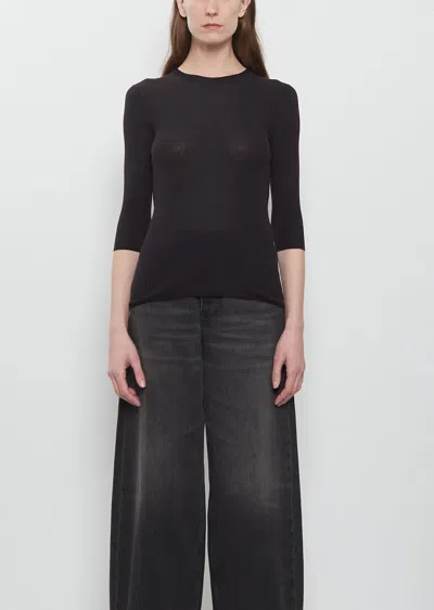 6397 Heirloom Cotton Silk Elbow Tee In Black