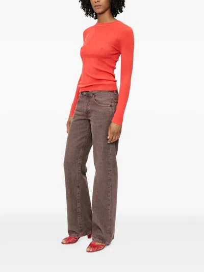 6397 Heirloom Ribbed-knit T-shirt In Orange