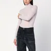 6397 Ivory Semi-sheer Turtleneck In Purple