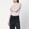 6397 Ivory Semi-sheer Turtleneck In Purple