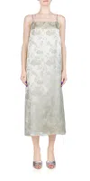 6397 Jacquard Slip Midi Dress In Ash In Grey