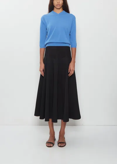 6397 Knit Combo Godet Skirt In Black