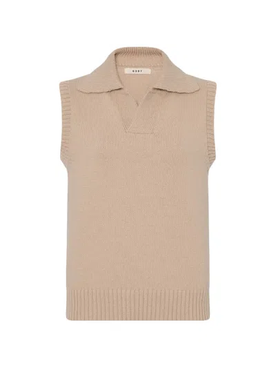 6397 Knitted Polo Vest In Brown