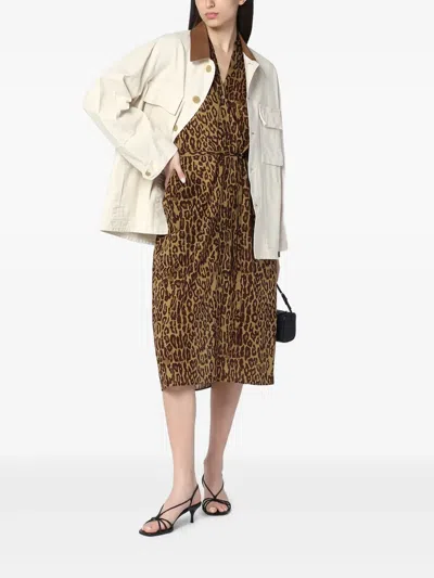 6397 Leopard-print Shirt Dress In Cotton Voile In Animal Print