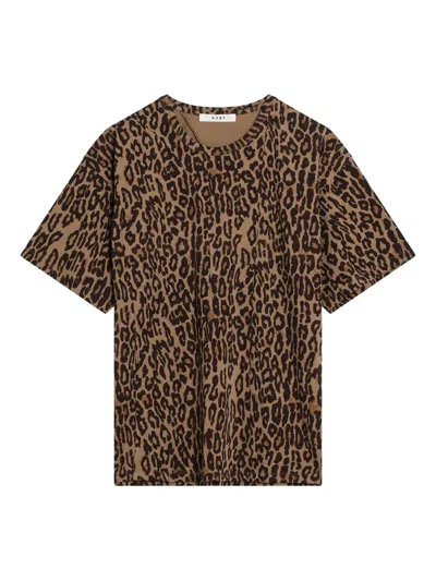 6397 Leopard-print Short-sleeve T-shirt In Brown