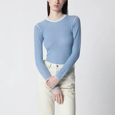 6397 Light Blue Ribbed Vintage-effect Knit