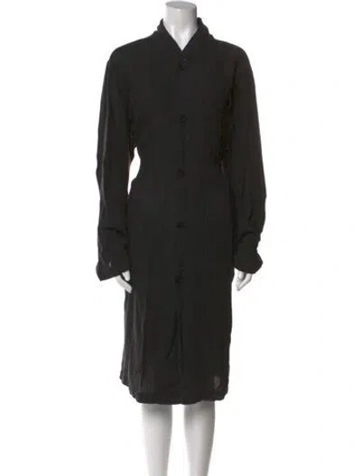 Pre-owned 6397 Linen Midi Length Dress In Black