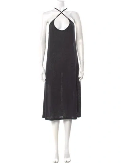 Pre-owned 6397 Linen Midi Length Dress W/ Tags In Black