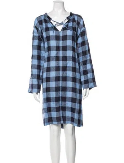 Pre-owned 6397 Linen Mini Dress In Blue