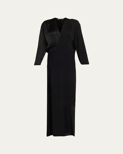 6397 Long Patchwork S-curve Dress In Black