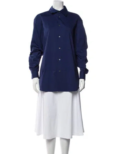 Pre-owned 6397 Long Sleeve Button-up Top In Blue