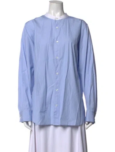 Pre-owned 6397 Long Sleeve Button-up Top In Blue