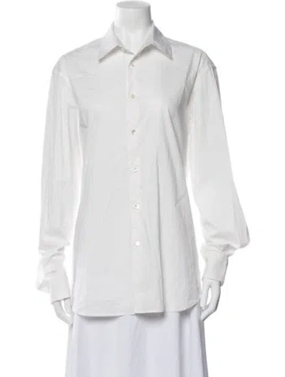 Pre-owned 6397 Long Sleeve Button-up Top In Neutrals