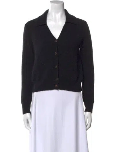 Pre-owned 6397 Long Sleeve Crop Top In Black