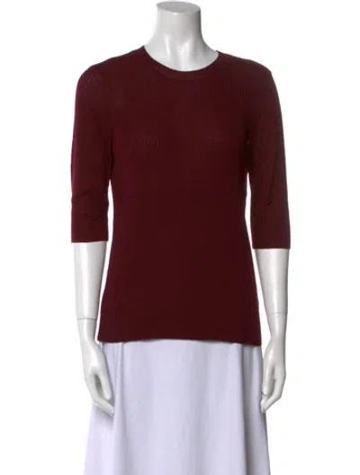 Pre-owned 6397 Merino Wool Crew Neck Sweater In Burgundy
