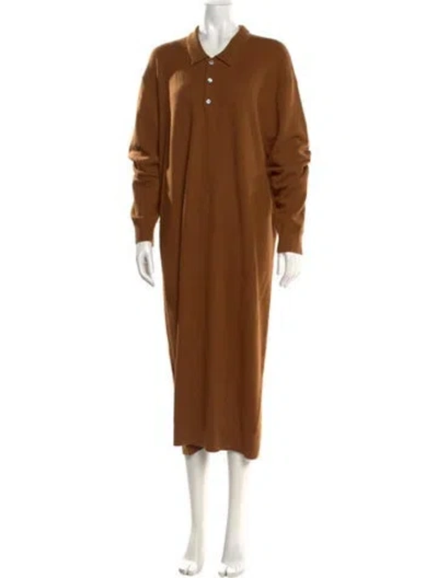 Pre-owned 6397 Merino Wool Long Dress In Brown