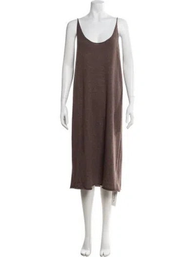 Pre-owned 6397 Merino Wool Midi Length Dress W/ Tags In Brown