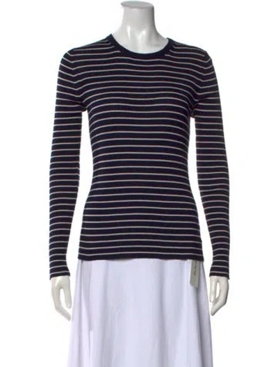 Pre-owned 6397 Merino Wool Striped Top In Blue