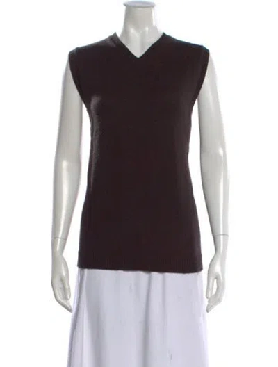 Pre-owned 6397 Merino Wool V-neck Sweater In Brown