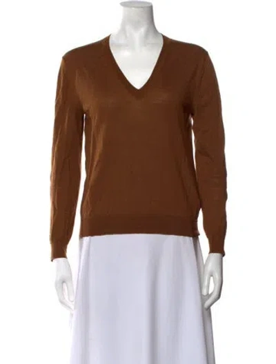 Pre-owned 6397 Merino Wool V-neck Sweater In Brown