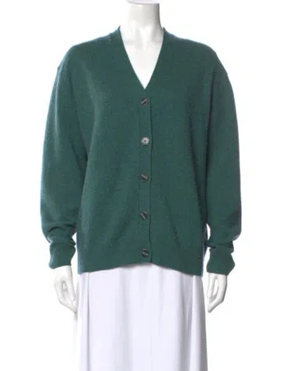 Pre-owned 6397 Merino Wool V-neck Sweater In Green