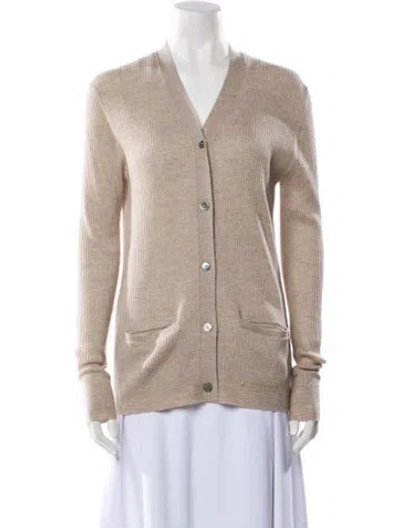 Pre-owned 6397 Merino Wool V-neck Sweater In Neutral