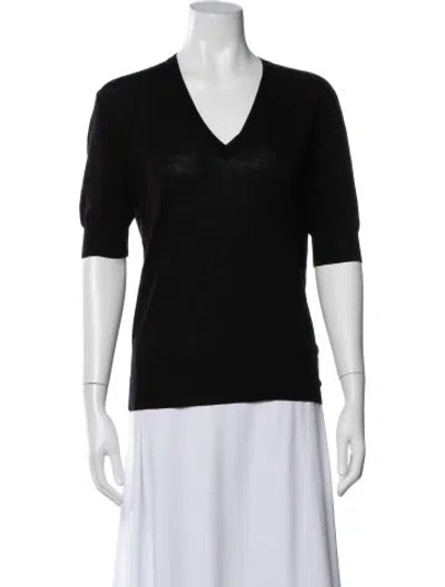 Pre-owned 6397 Merino Wool V-neck Top In Black