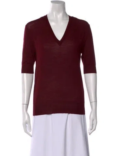 Pre-owned 6397 Merino Wool V-neck T-shirt In Burgundy