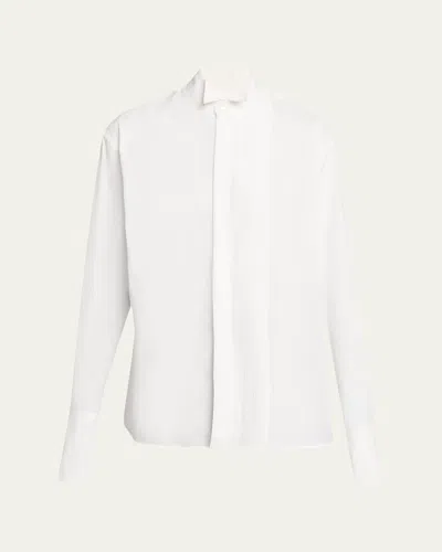 6397 Long-sleeve Pleated-detail Shirt In White
