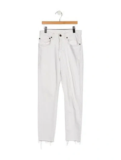 Pre-owned 6397 Mid-rise Skinny Leg Jeans In White