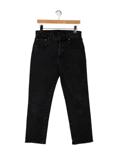 Pre-owned 6397 Mid-rise Straight Leg Jeans In Black