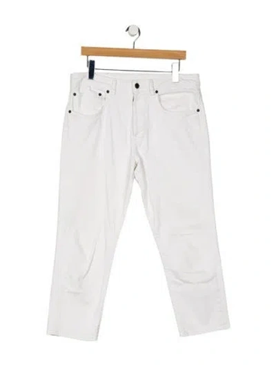 Pre-owned 6397 Mid-rise Straight Leg Jeans In White